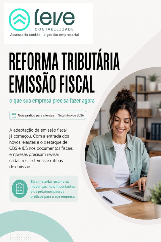Capa do e-book Reforma Tributária e Emissão Fiscal, da Leve Contabilidade